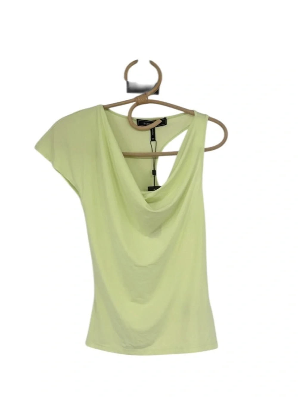 BCBGMAXAZRIA Jade Green Cowl Neck Party Statement Top NEW $98 XXS One Shoulder - Picture 3 of 15